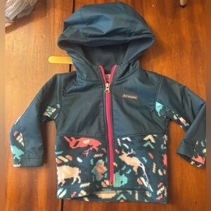 Columbia Hooded Fleece Jacket for Baby/Toddler Size 12-18mo pink/green